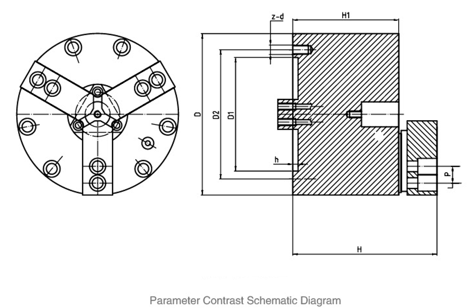 High precision 3 Jaw solid pneumatic chuck