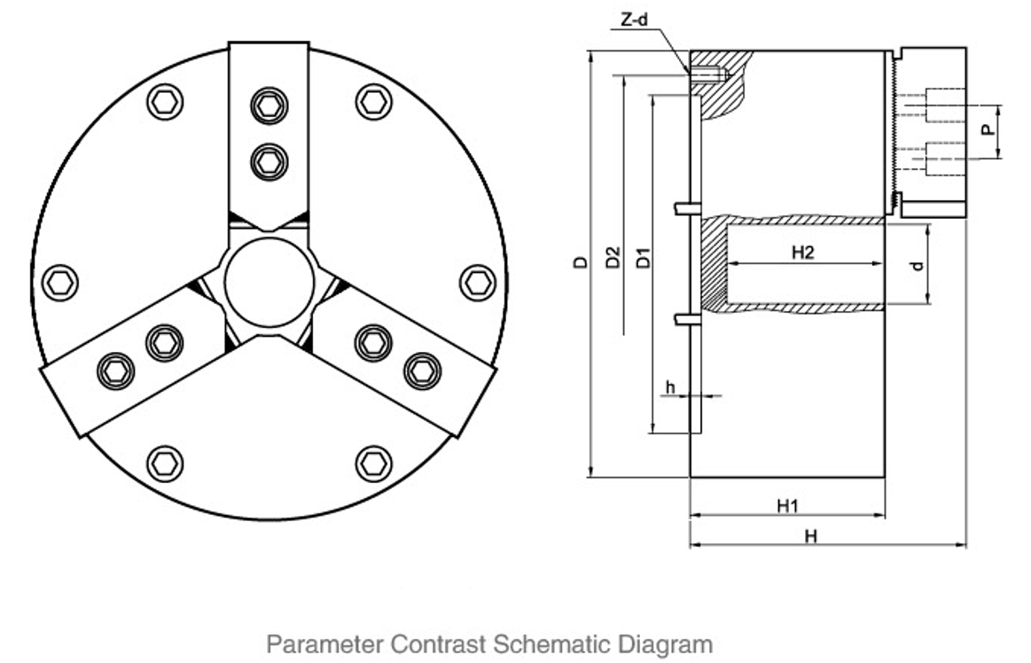 3 Jaw hollow pneumatic chuck