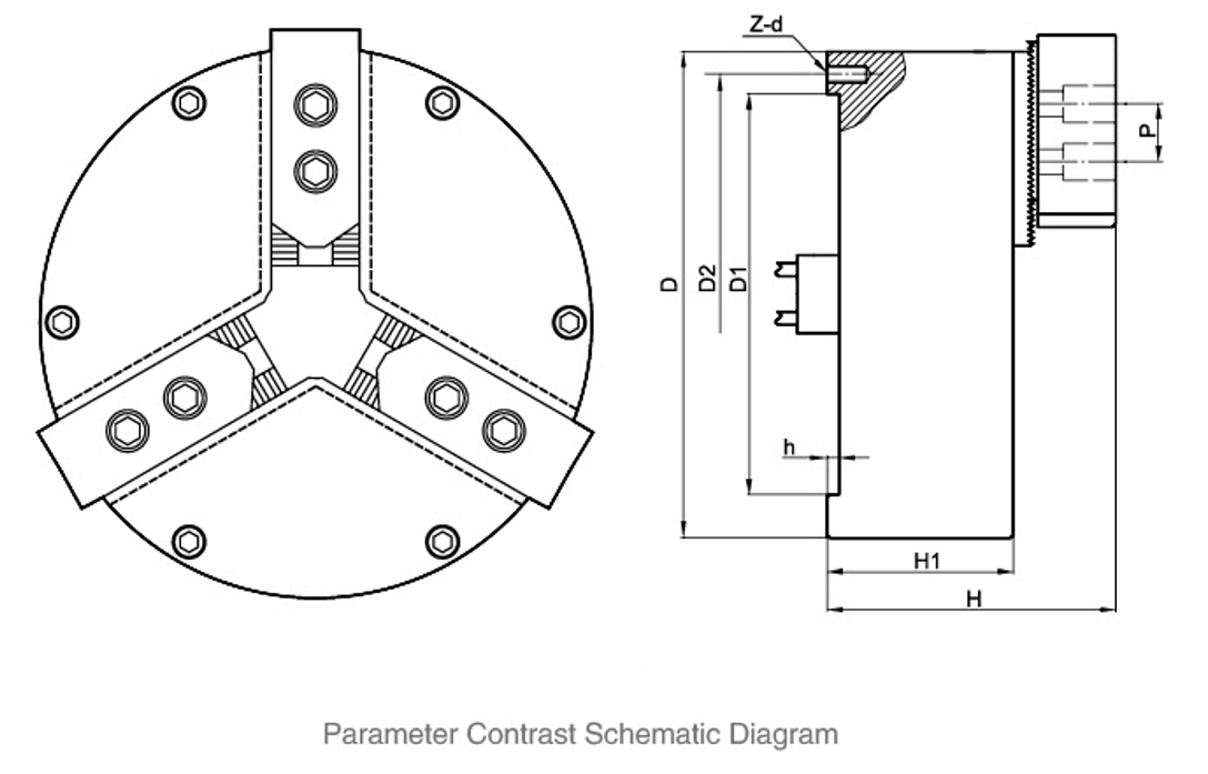 3 Jaw solid pneumatic chuck